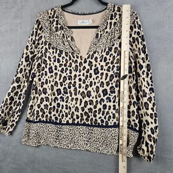 Vineyard Vines Cheetah Borderline Blouse Size XS - Picture 6 of 8